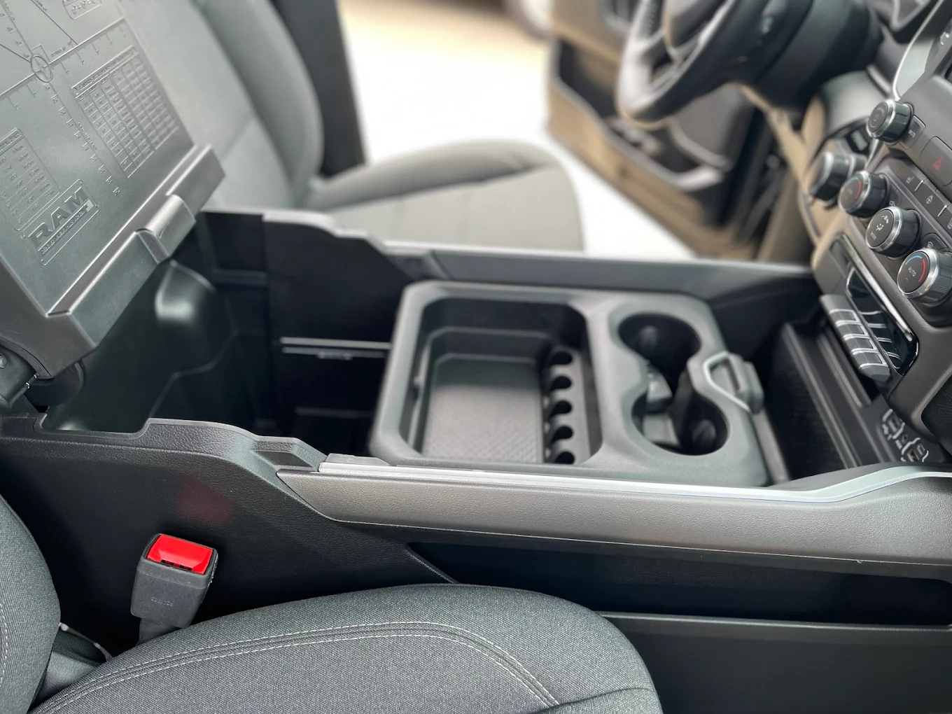 Center console detail after cleaning